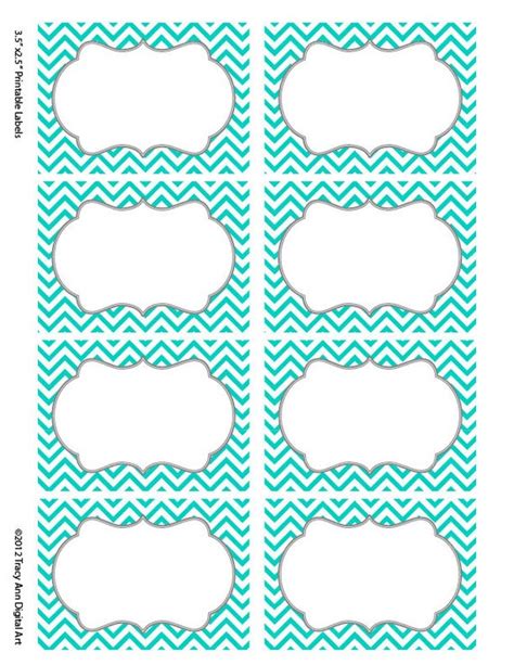 turquoise chevron labels print    tracyanndigitalart