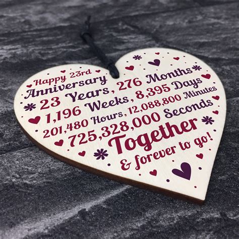 Anniversary Wooden Heart To Celebrate 23rd Wedding Anniversary