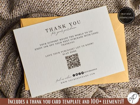 Editable Business Thank You Card With Qr Code Small Business Etsy