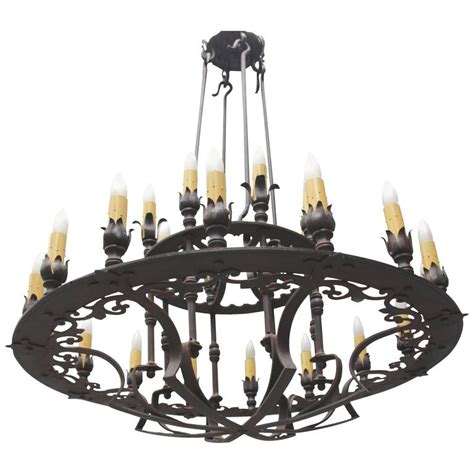 Custom Two Tiered Wrought Iron Spanish Chandelier At 1stdibs