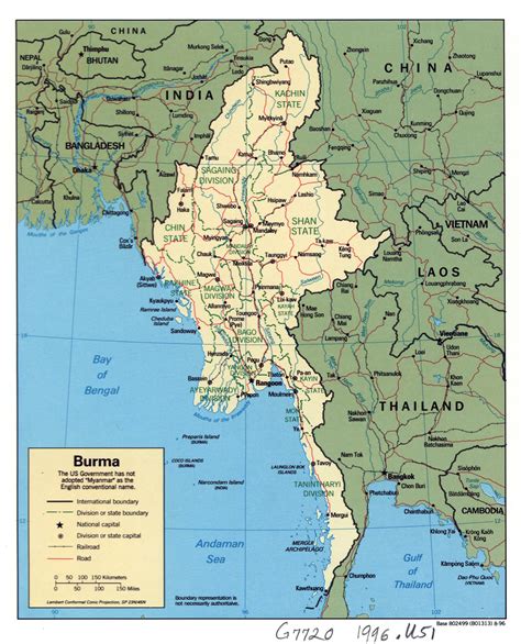 Large Detailed Political And Administrative Map Of Burma Myanmar With