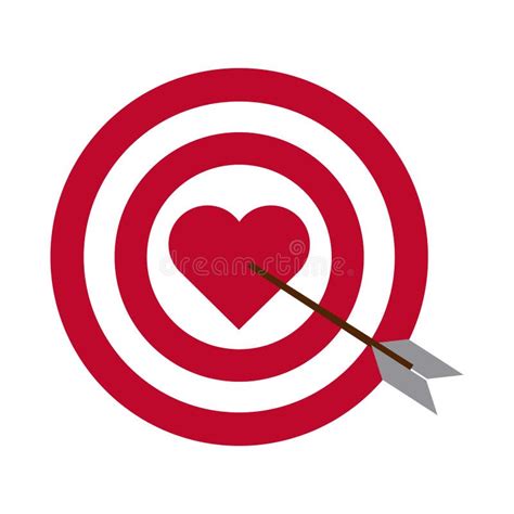 Target Arrow Love Heart Romantic Passion Flat Style Icon Stock Vector