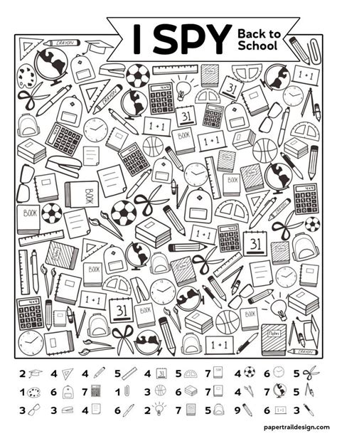 Free Printable I Spy Back To School Activity Paper Trail Design