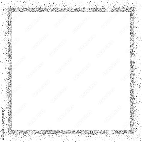 Silver Glitter Square Frame Isolated On Transparent Background