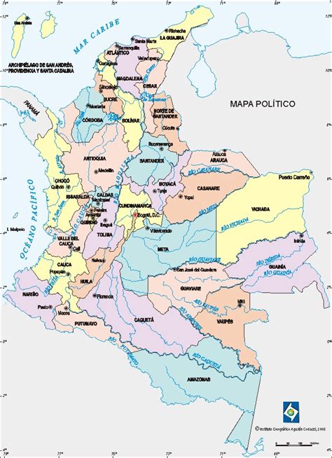Mapa Geografico De Colombia Con Sus Departamentos