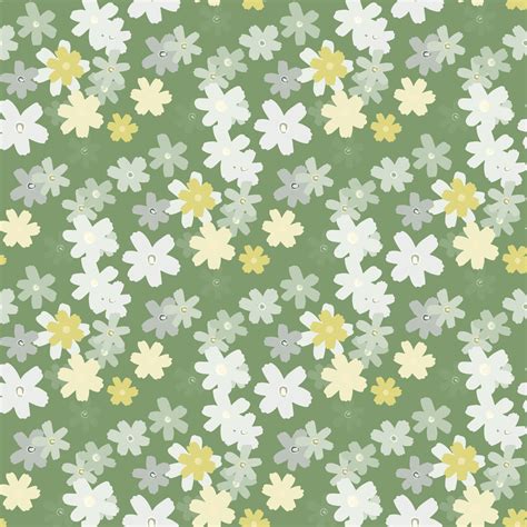 Spring Seamless Floral Pattern With Daisy Flowers Silhouettes Pastel