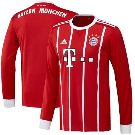Mens Adidas Red Bayern Munich 201718 Home Replica Long Sleeve Jersey