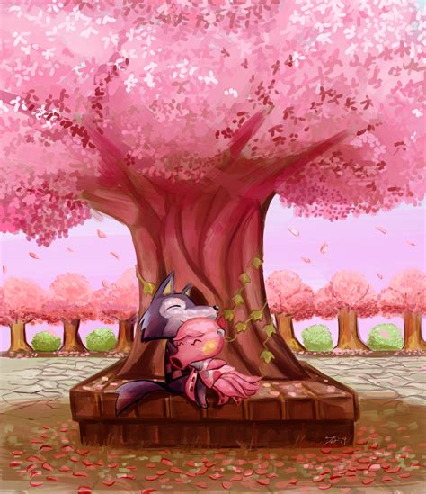 Cherry Blossom Tree Wallpaper Animal Crossing Mural Wall