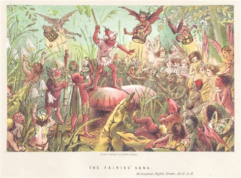 Antique Print Of The Fairies Song From Midsummer Nights Dream