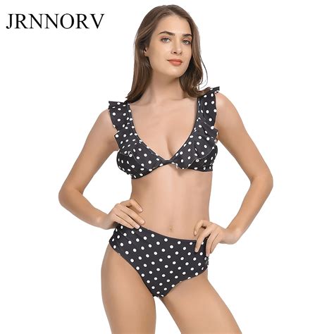 Jrnnorv Sexy High Waist Bikini Women Swimwear Push Up Swimsuit Ruffle Bathing Suit Polka Dot