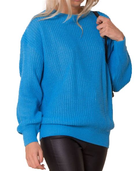 Ladies Women Knitted Long Sleeves Crew Neck Fisher Knit Baggy Jumper