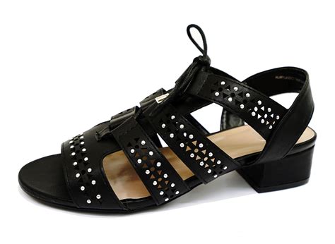 Ladies Black Ex Evans Wide Fit Eee Wedge Peeptoe Gladiator Sandals
