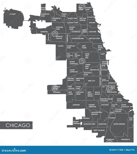 Vector Map Chicago District Stock Vector Illustration Of Location