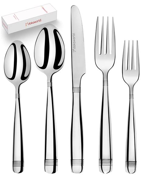 silverware stainless forks steel spoons flatware dinner elegant pieces cutlery knives rated sets modern eating utensils dessert kit walmart acero