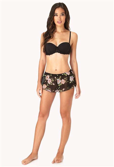 Lyst Forever 21 Flirty Rose Pj Shorts In Pink