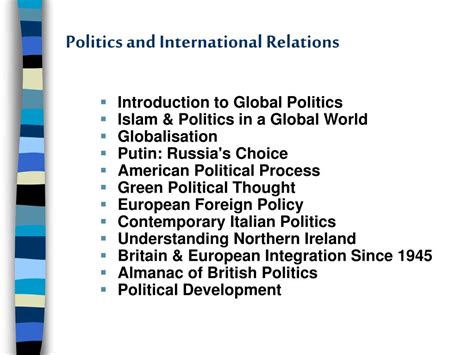 Ppt Politics And International Relations Powerpoint Presentation