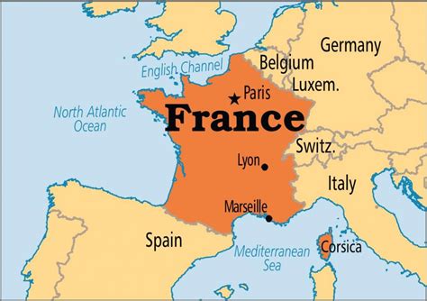 France on world map: surrounding countries and location on Europe map