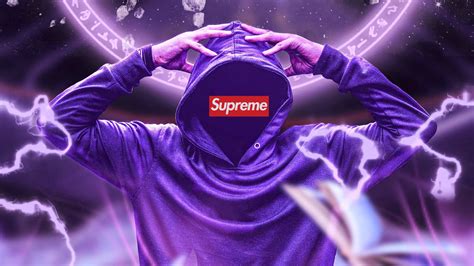 Download Cool Supreme Purple Hoodie Wallpaper