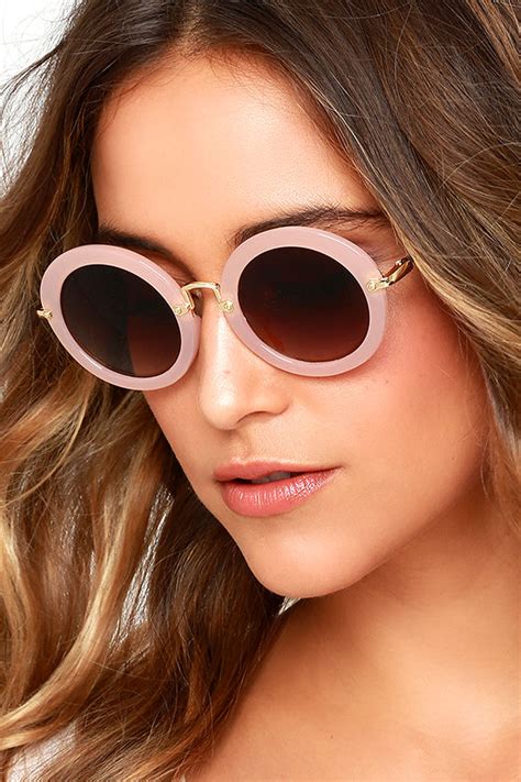 Cute Round Sunglasses Blush Pink Sunglasses 1600 Lulus