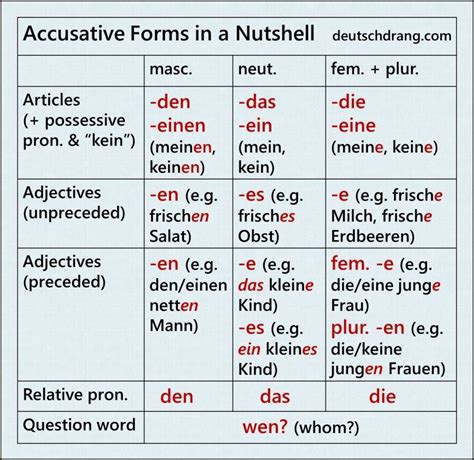 Accusative Nutshell 2 German Pinterest German Learn German And