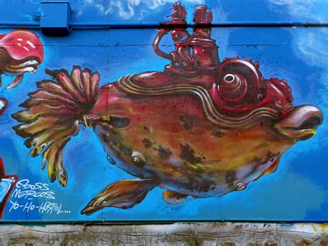 Free Images Wall Red Vehicle Blue Fish Graffiti Painting