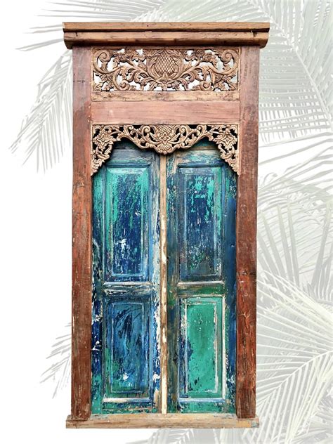 „purnama Orientalische Tür Im Vintagestil In Blau Dari Asia
