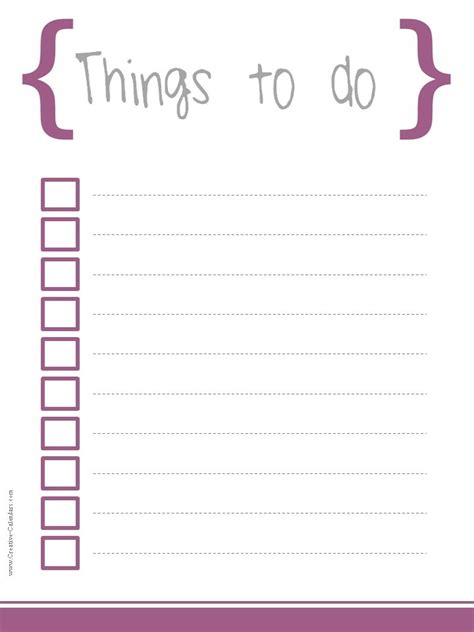10 Awesome Printable Printables Things To Do List Template
