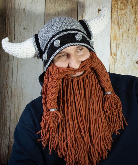 Crochet Viking Helmet Pattern Horned Helmet With Beard Pdf Etsy