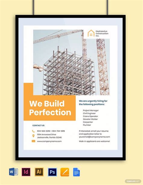Free Construction Job Advertisement Flyer Template Download In Word