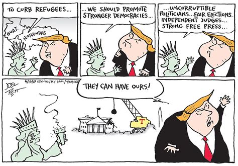 Political Cartoon Us Trump Immigration Policies Statue Of Liberty Dhs