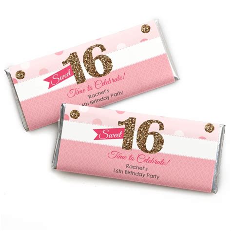 Sweet 16 Custom Candy Bar Wrappers Personalized Birthday
