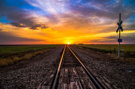 Sunset On Train Tracks