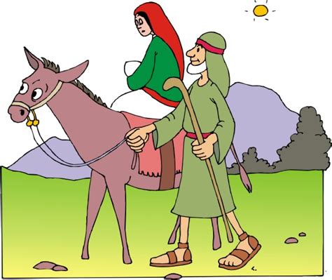 Mary And Joseph On A Donkey Cartoon And Joseph Also Went Up From