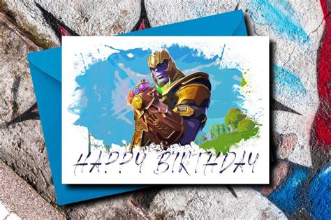 Thanos Birthday Card Marvel Birthday Card Thanos Greeting Etsy