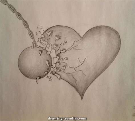 Breathtaking A Damaged Coronary Heart Is A Graphite Drawing Shattered