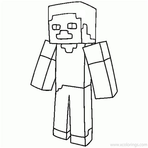 Minecraft Coloring Pages Steve Outline