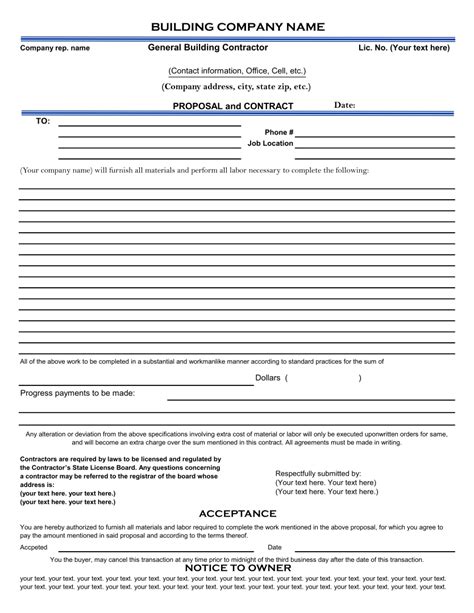 Bid Document Template Free Printable Templates