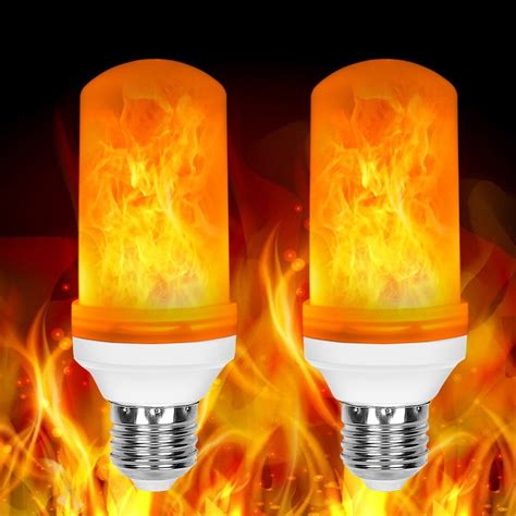 2 Pack Led Flame Effect Fire Light Bulbs E26 Flickering Fire Atmosphere Decorative Lamps
