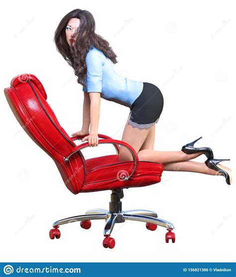 Long Haired Brunette Secretary In Chair Stock Illustration