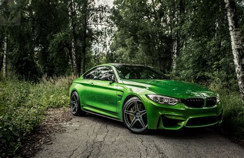 Green Bmw M4 In The Woods