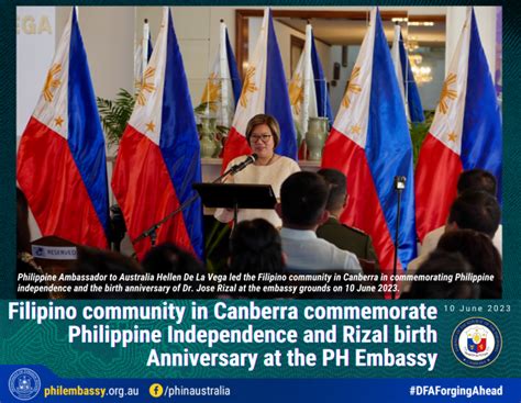 filipino community in canberra commemorate philippine independence and rizal birth anniversary