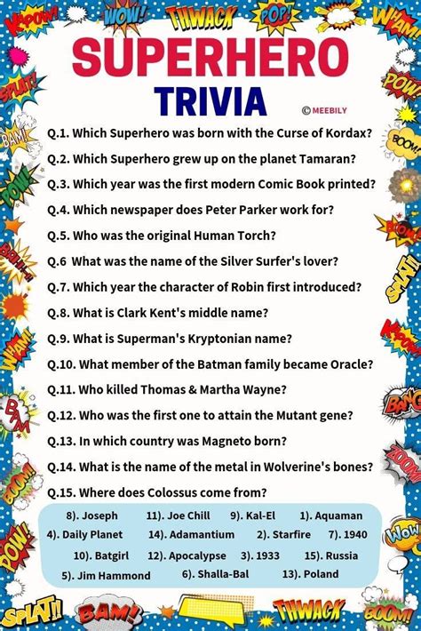 100 100 Superhero Trivia Questions And Answers Meebily Trivia