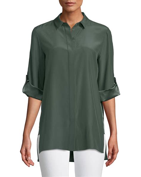 Lafayette 148 New York Jeslyn Matte Silk Blouse Neiman Marcus