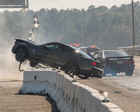 Crash Sequence Mustang Nearly Ejected From Green Cove Dragway