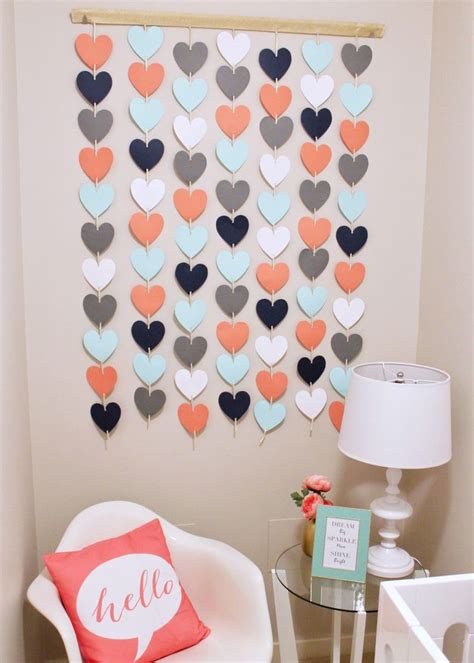 Diy Heart Wall Hanging Heart Wall Decor Baby Room Wall Decor Girls