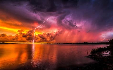 Thunderstorm At Sunset Awesome Sunset Clouds Hd Nature Wallpapers