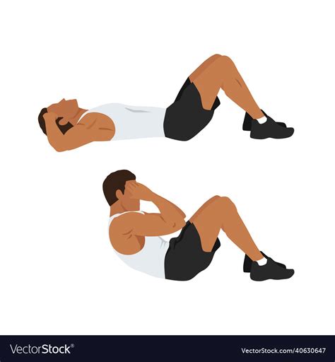 Man Doing Sit Ups Exercise Abdominals Exercise Vector Image