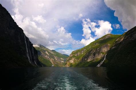 Aerial Panorama View To Geiranger Fjordmollsbygda And The Seven