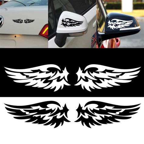 1 pair angel wings lovely reflective car stickers fashion car rearview mirror stickers car