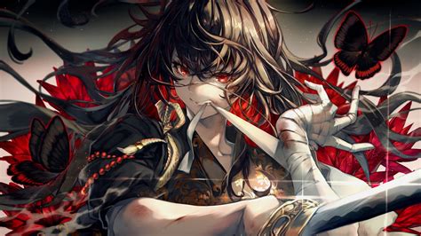 Download 1920x1080 Anime Boy Long Hair Shoujo Red Eyes Bandage Wallpapers For Widescreen